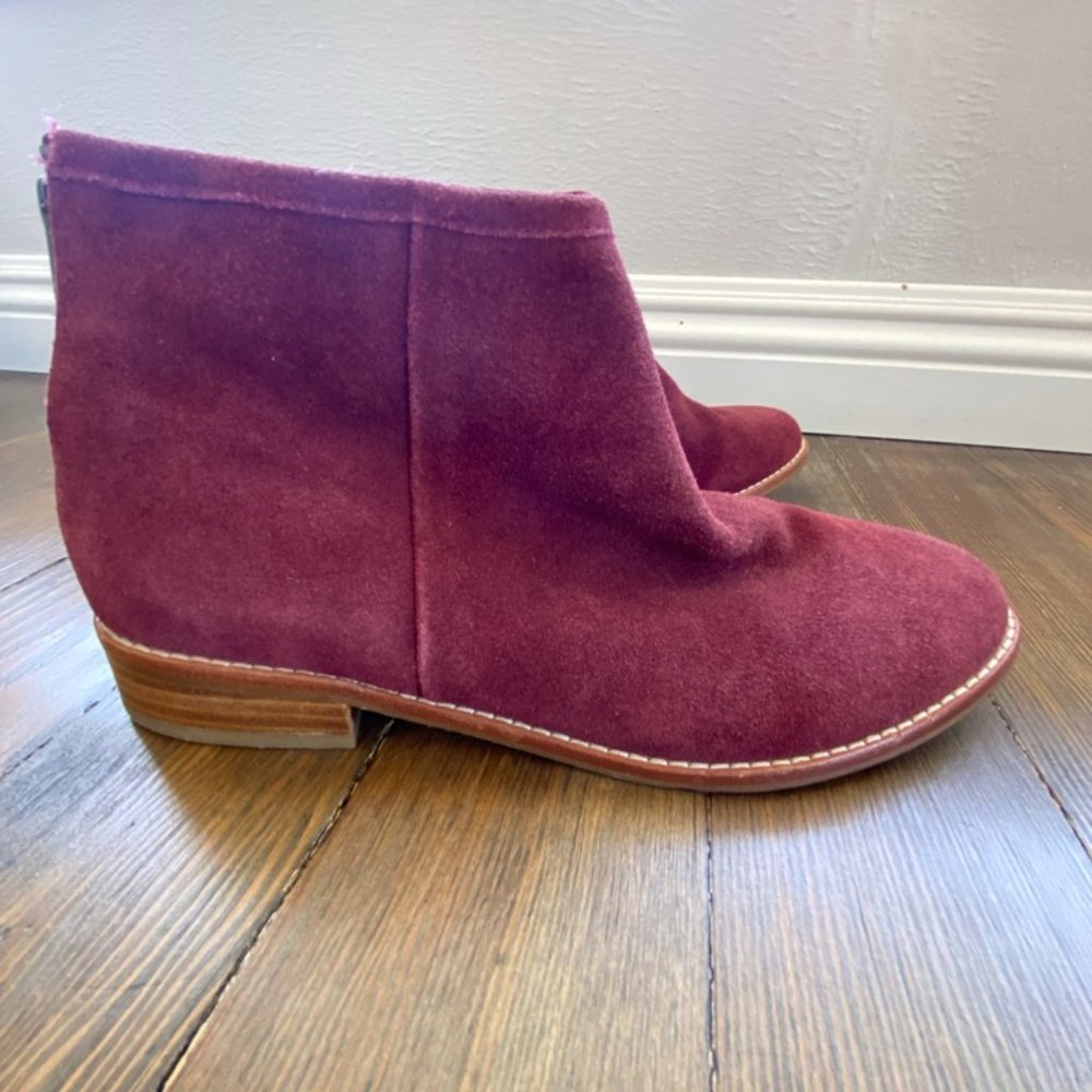 BURGUNDY SUADE ANKLE BOOTS
